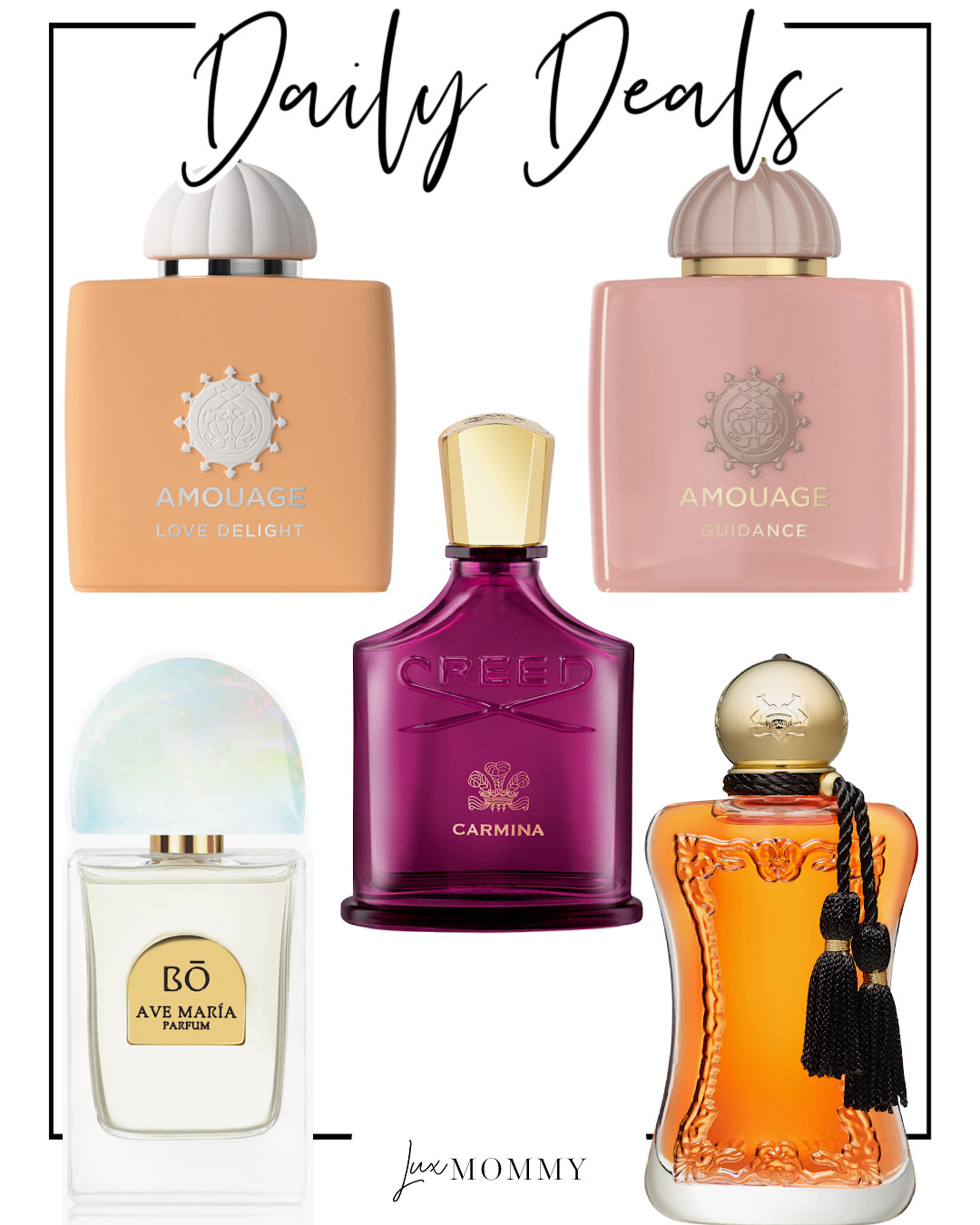 Daily Deals, Deals of the day!!
Amouage Guidance, Amouage Love Delight, House of Bo Ave María, Parfums de Marly, Safanad, Creed Carmina 

 #LTKGiftGuide #LTKHoliday #LTKSaleAlert