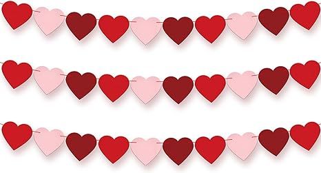 KatchOn, Felt Valentines Day Garland - Pack of 30, No DIY | Red, Pink Heart Garland, Galentines D... | Amazon (US)