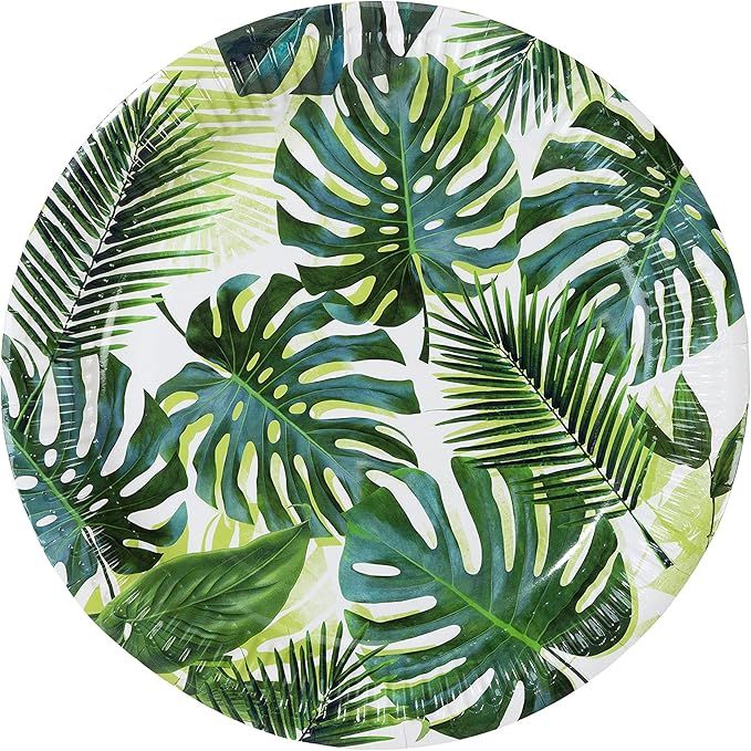 Luau Party Hawaiian Theme Party Supplies Paper Plates Palms 9" Round Set 8 | Amazon (US)