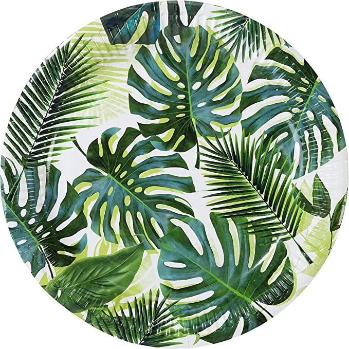 Luau Party Hawaiian Theme Party Supplies Paper Plates Palms 9" Round Set 8 | Amazon (US)