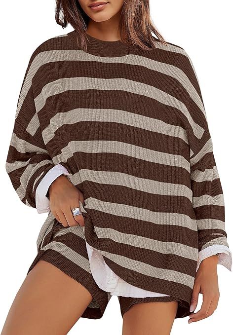 Panadila Womens Striped Sweater Set Oversized Lounge Sets Matching Pajamas Long Sleeve Sweater To... | Amazon (US)