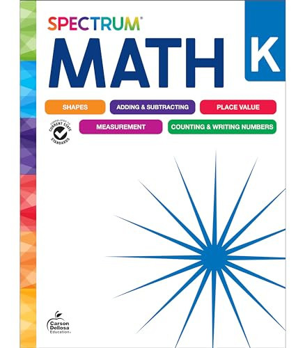 Spectrum Math Kindergarten Workbooks, Activity Book for Kids Ages 5-6 Covering Addition, Subtraction, Place Value, Shapes, Counting, and More, Mathematics Classroom or Homeschool Curriculum | Amazon (US)