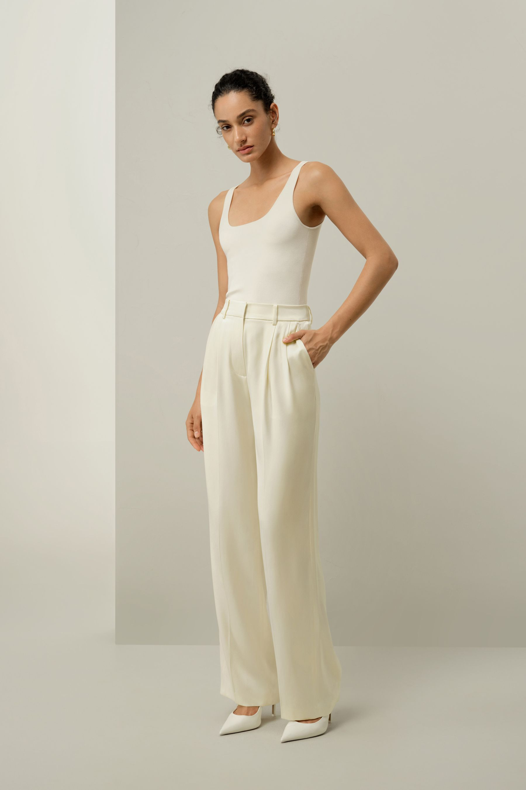 Double-Faced Charmeuse Straight-Leg Pants | LILYSILK