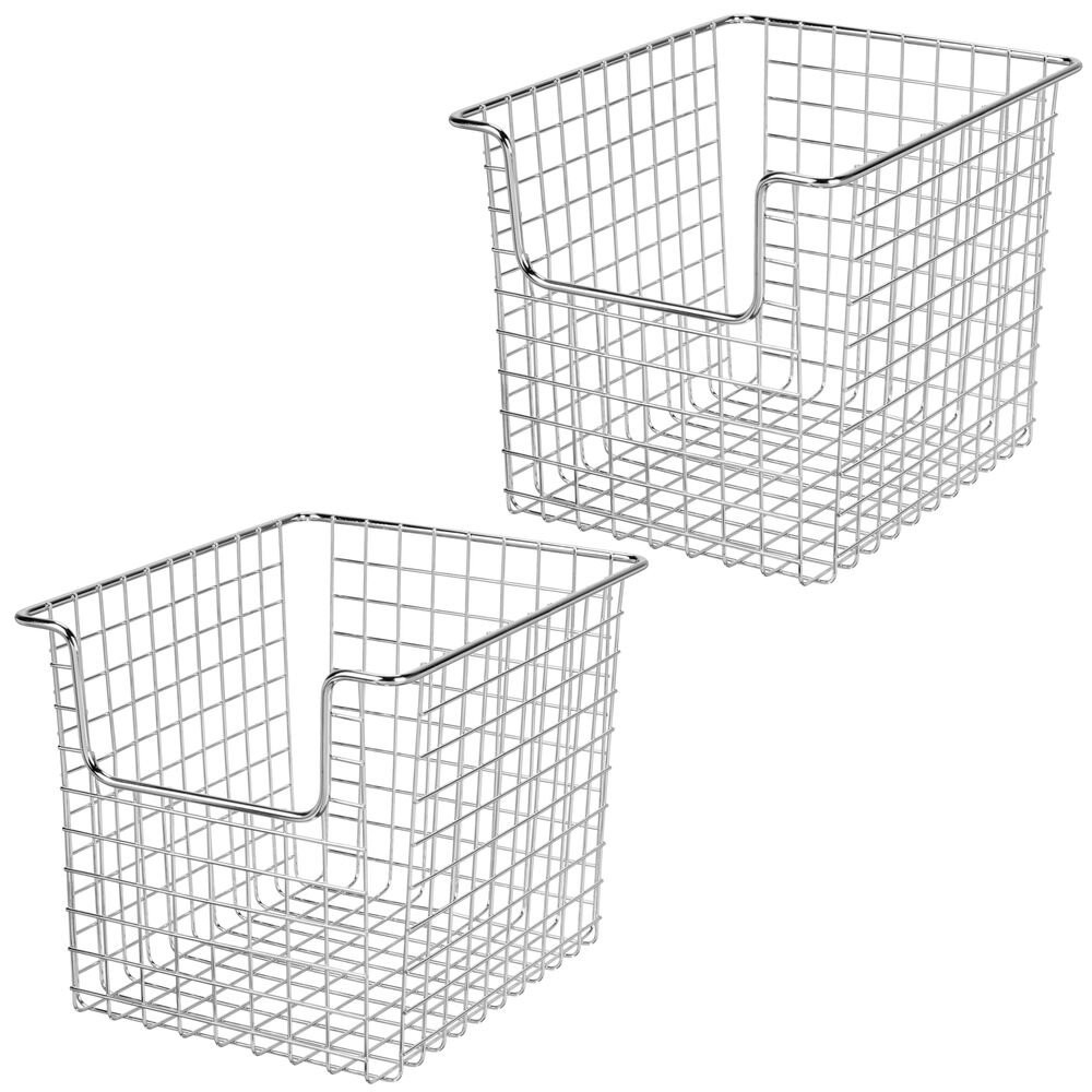 mDesign Metal Open Front Kitchen Food Storage Basket, 2 Pack | Walmart (US)