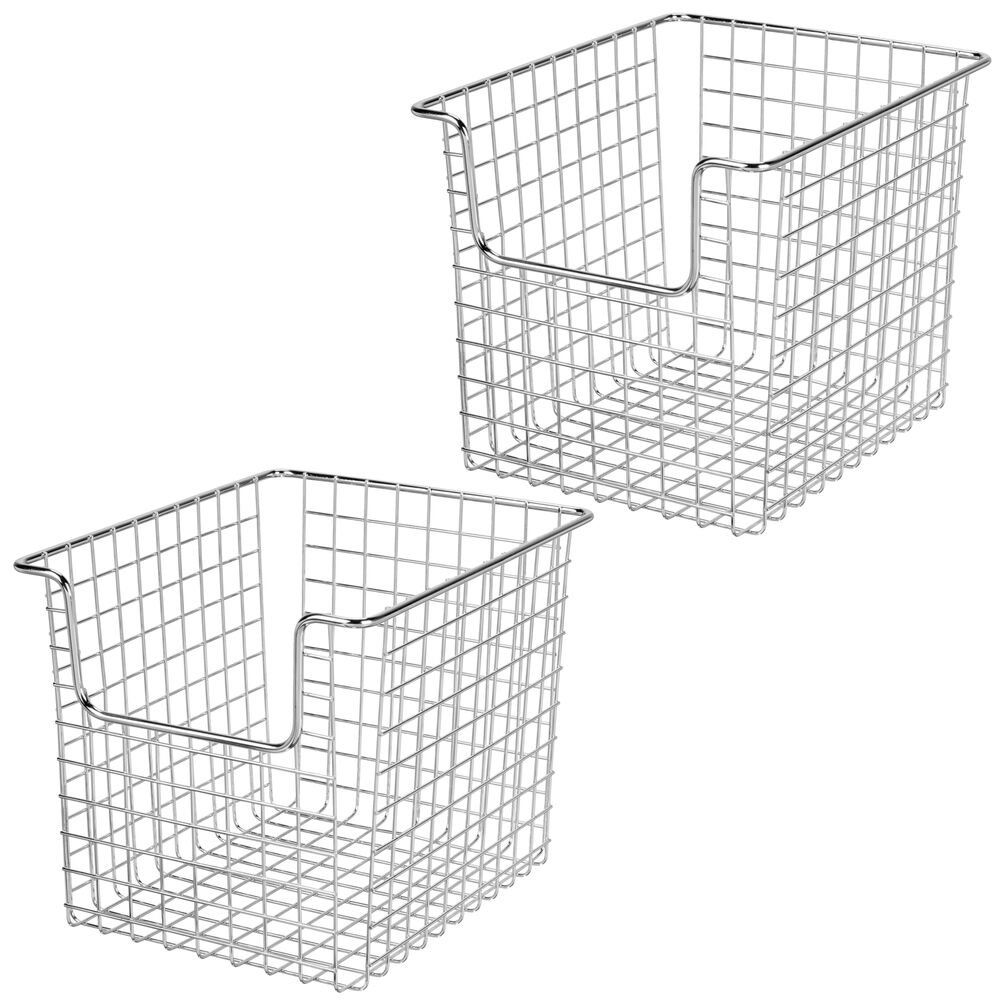 mDesign Metal Open Front Kitchen Food Storage Basket, 2 Pack | Walmart (US)