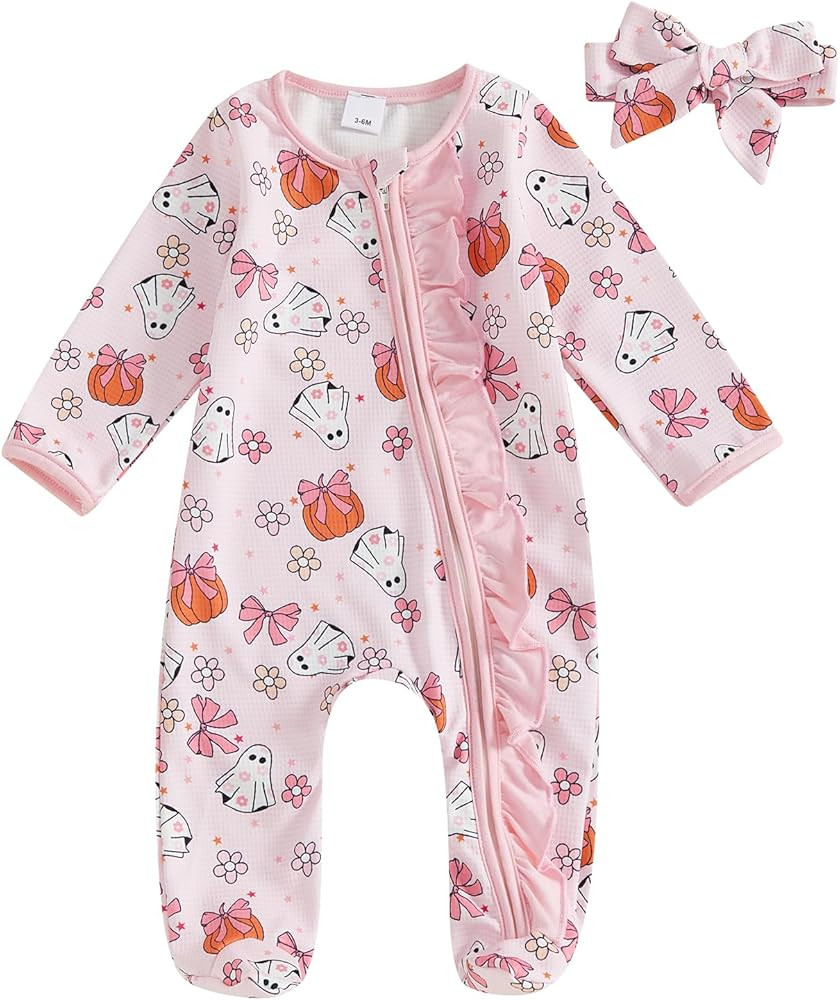 Halloween Newborn Baby Girl Clothes Infant Long Sleeve Romper Jumpsuit Bodysuit Christmas Outfits | Amazon (US)