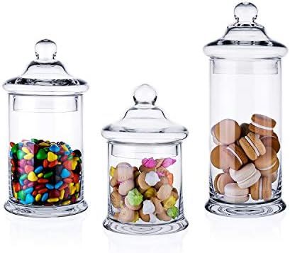 Diamond Star Set of 3 Clear Glass Apothecary Jars Elegant Storage Jar with Lid, Decorative Weddin... | Amazon (US)