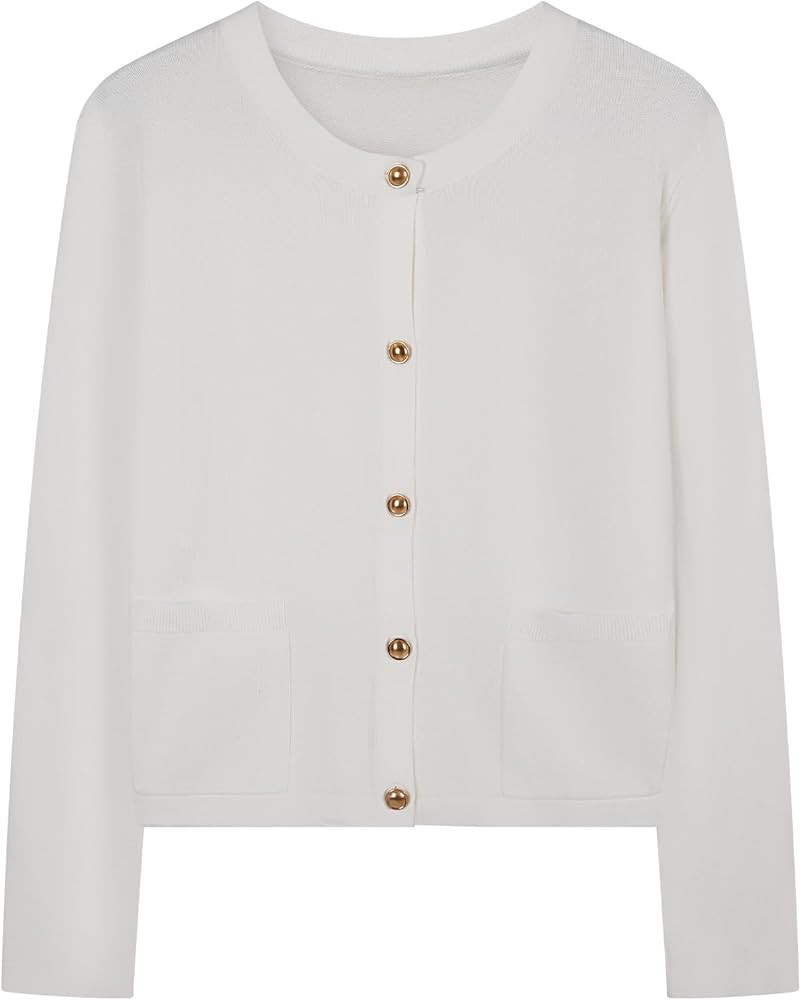 Cardigan Sweaters for Women Striped Lightweight Crewneck Knit Cardigan Soft Open Front Sweaters w... | Amazon (US)