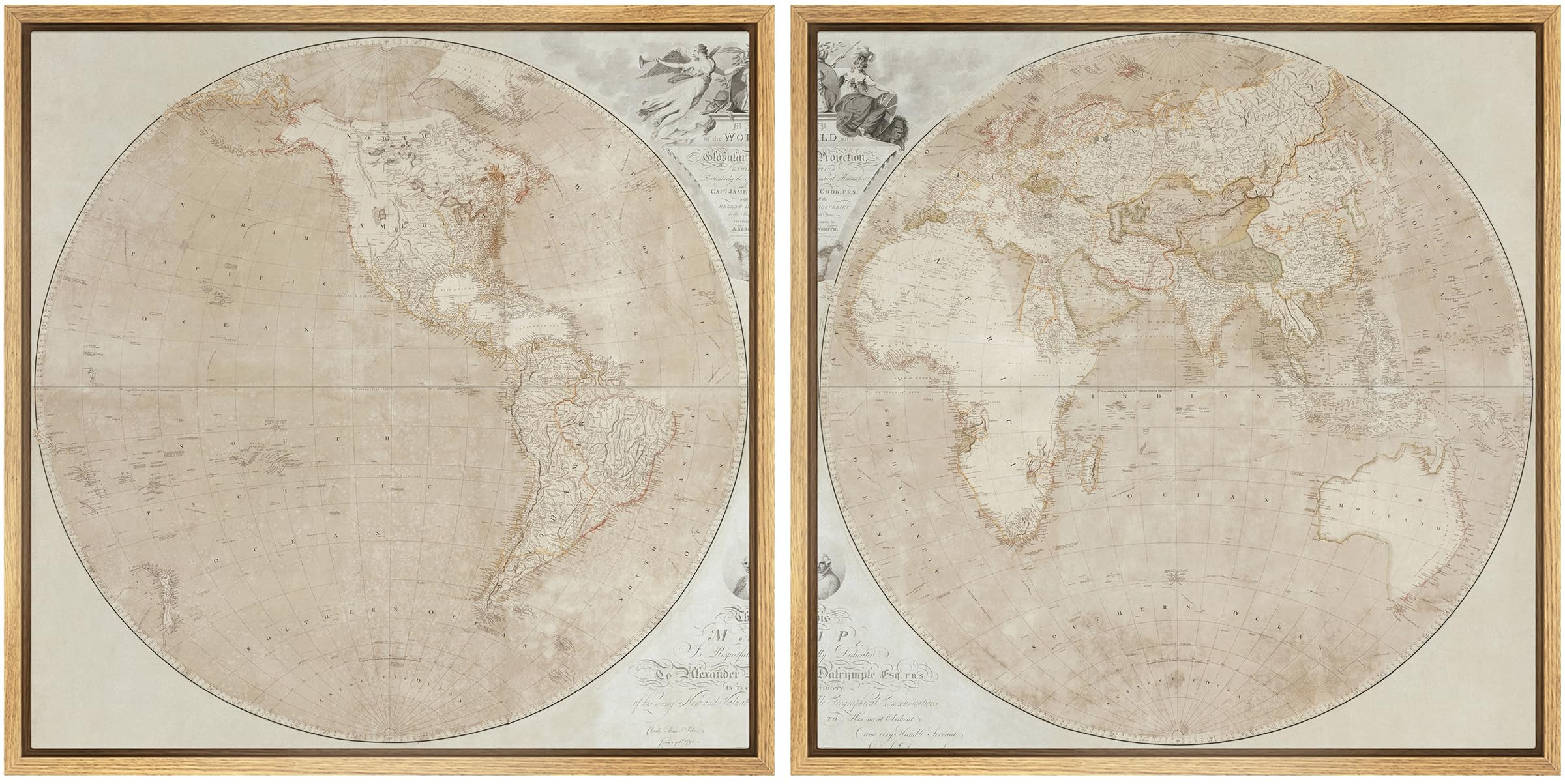 SIGNFORD Framed Canvas Print Wall Art Set Brown Distressed Tree Wood Rings Abstract Illustrations... | Amazon (US)