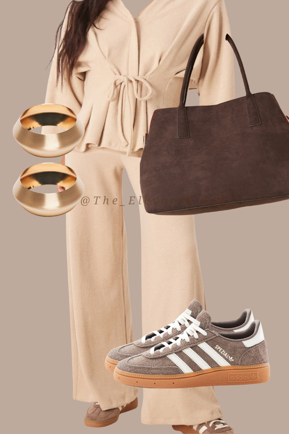 Elevated comfort made simple 🤍
A soft wrap top and wide-leg trousers from ASOS, paired with classic Adidas sneakers, gold details, and a chocolate suede tote.
This look blends structure and ease, your go to uniform for days when you want to look put together without trying too hard.

Save this to your Elevated Everyday Basics board for effortless outfit inspo.
---------------------
LTK Tags:
#LTKStyleTip #LTKUnder500 #LTKSeasonal #quietluxury #elevatedstyle #affordableluxury #asosfashion #capsulewardrobe #neutraloutfit #everydaystyle #minimaloutfit 

 