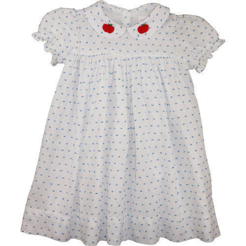Blue Swiss Dot Apple Dress | Cecil and Lou