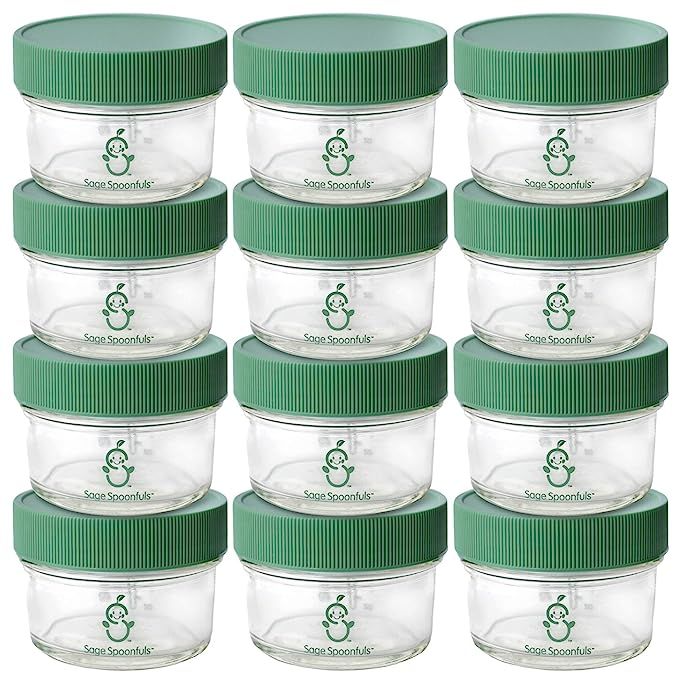 Sage Spoonfuls Glass Big Batch Baby Food Storage Containers - Set of 12 4-Ounce Jars - Dishwasher... | Amazon (US)
