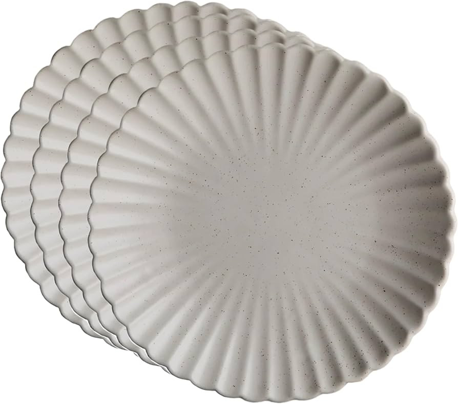 Goodies White Classic Flower Breakfast Plates (Set of 4), Handmade Ceramic, Glazed, Dishwasher Sa... | Amazon (US)