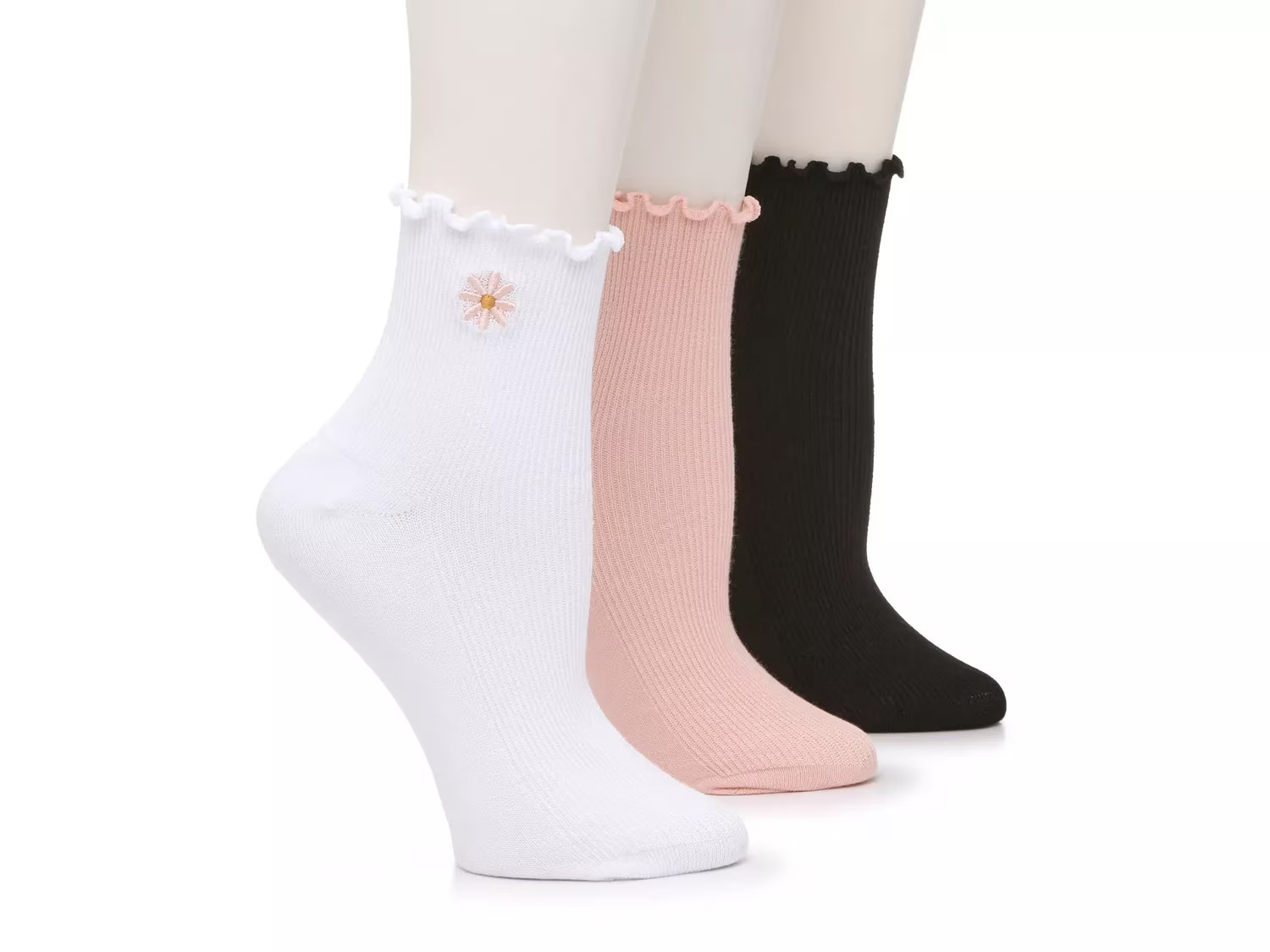 Steve Madden Flower Ruffle Women's Crew Socks - 3 Pack | DSW