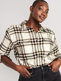 Oversized Flannel Boyfriend Shirt for Women | Old Navy (US)