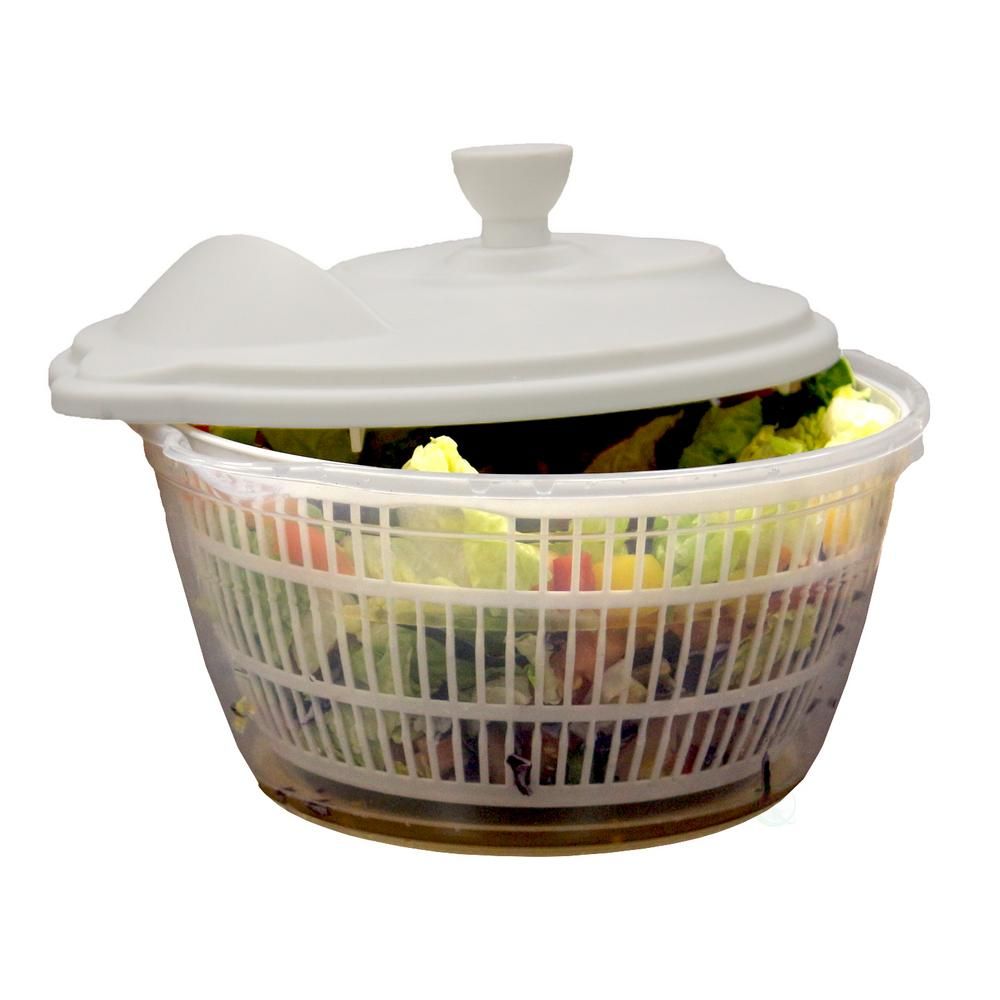 Basicwise Clear Salad Spinner, Vegetable Washer and Dryer with Bowl | The Home Depot