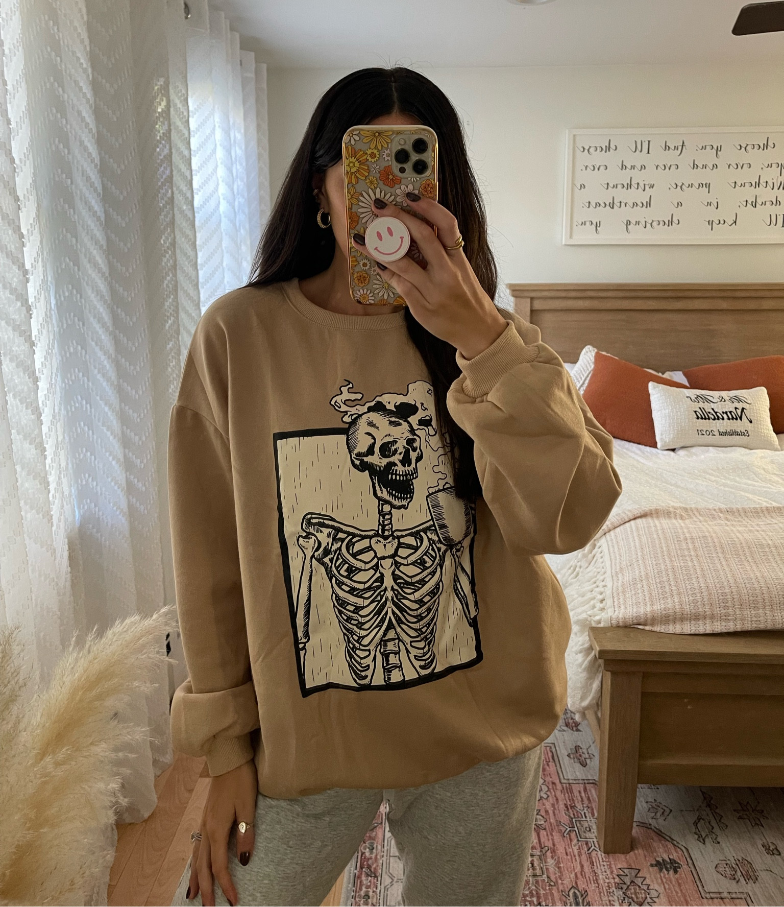 Spooky Halloween Skull Pullover Crew Neck Sweater — wearing size large for an oversized fit. 

#LTKunder50 #LTKHalloween #LTKSeasonal