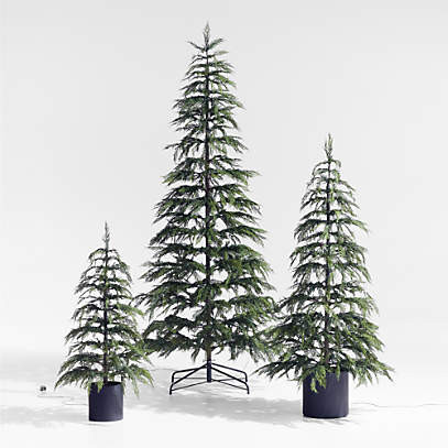 Faux Hemlock Pre-Lit LED Christmas Tree with White Lights 9' + Reviews | Crate & Barrel | Crate & Barrel