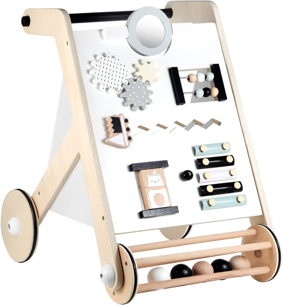 Beright Wooden Baby Walker with Roller, Push and Pull Learning Activity Walker, Multi-Functional ... | Amazon (US)