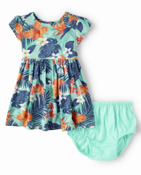 Baby Girls Matching Family Tropical Dress - mellow aqua | The Children's Place