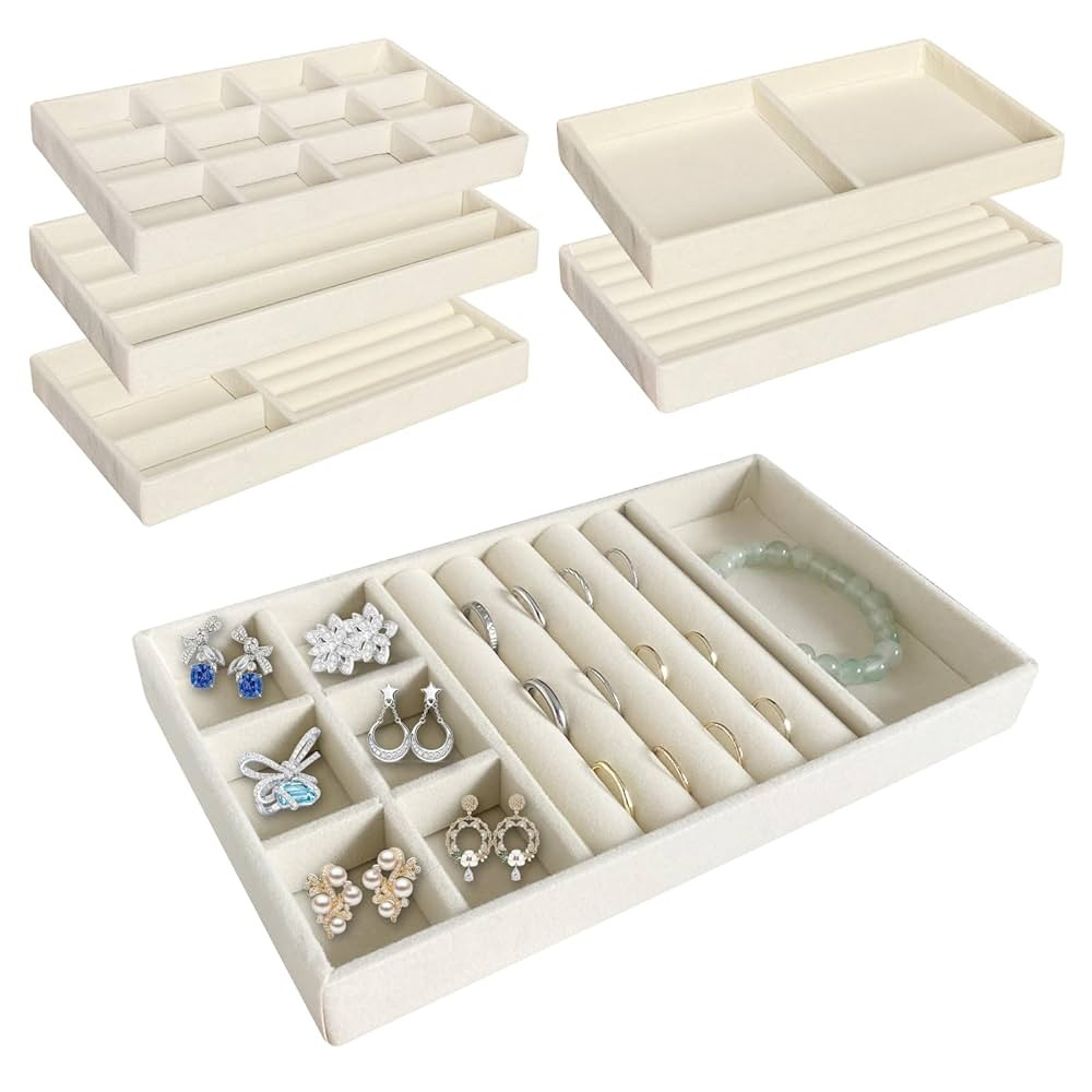Gigtoop 6 Stück Schmucktablett 21 * 12.4cm, Stapelbar Schmuck Organizer,Schmuck Organizer,Schmuc... | Amazon (DE)