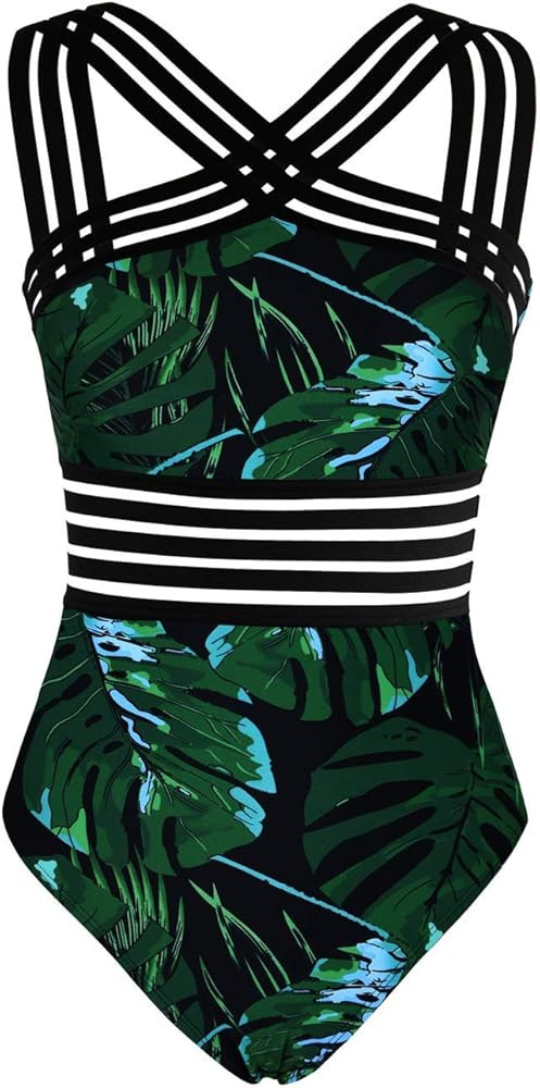 Hilor Women's One Piece Swimwear Front Crossover Swimsuits Hollow Bathing Suits Monokinis | Amazon (US)