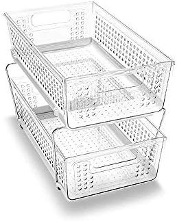 madesmart 2-Tier Organizer, Multi-Purpose Slide-Out Storage Baskets with Handles, Clear | Amazon (US)