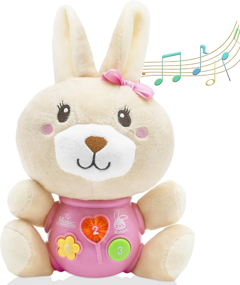 HAPTIME Baby Bunny Toys 6-12 Months, Infant Toys 0-6 Months, Newborn Girl Music Tummy Toy Plush S... | Amazon (US)