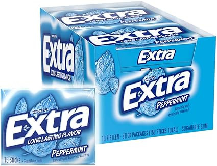 Extra Gum Peppermint Chewing Gum, 15 Pieces (Pack of 10) | Amazon (US)