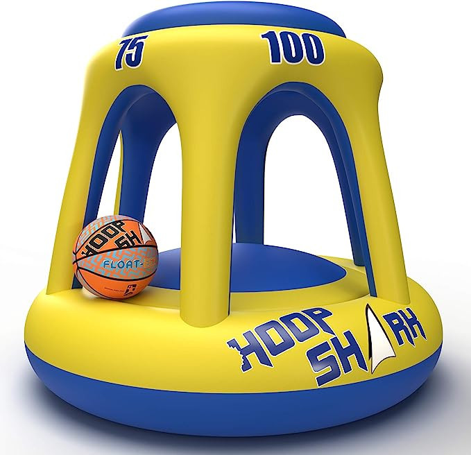 Swimming Pool Basketball Hoop Set by Hoop Shark - Yellow/Blue - Inflatable Hoop with Ball - Perfe... | Amazon (US)