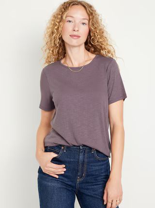 Luxe Ribbed Slub-Knit T-Shirt | Old Navy (US)