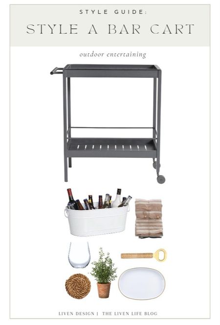 Bar Cary styling. Outdoor bar cart. Outdoor dining. Entertaining. Patio decor. Barware. Stemless wine glasses. Acrylic glassware. Bottle opener. Beverage tub. Party tub. Cooler. Hand towels. Serving tray. Celebration. Woven coasters. 

#LTKSeasonal #LTKhome #LTKstyletip