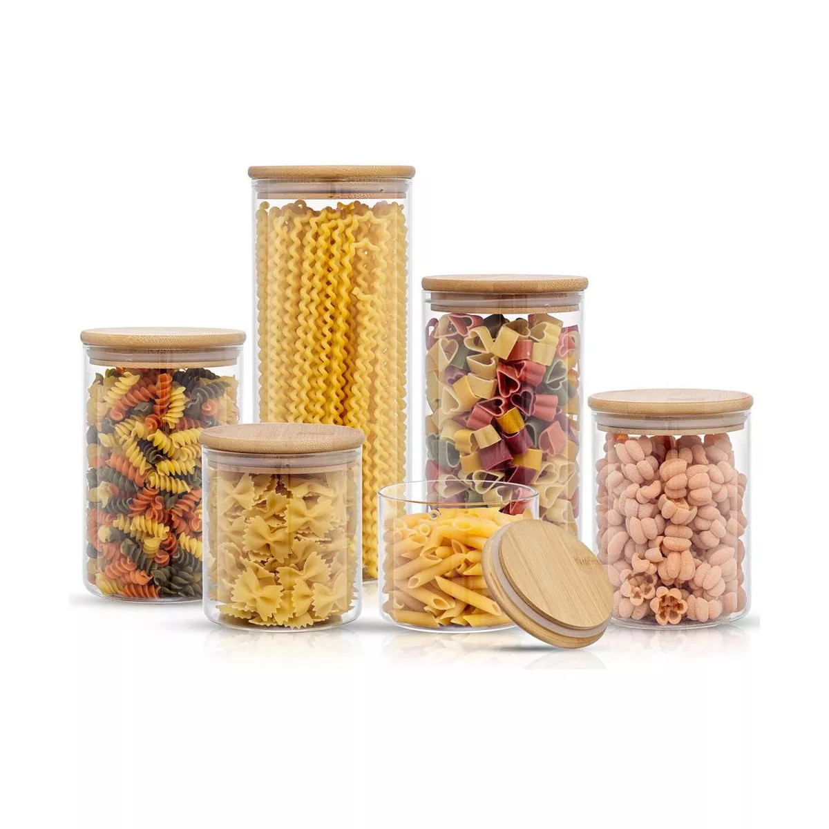 JoyJolt Glass Food Storage Jars Containers, Glass Storage Jar Bamboo Lids Set of 6 Kitchen Glass ... | Target