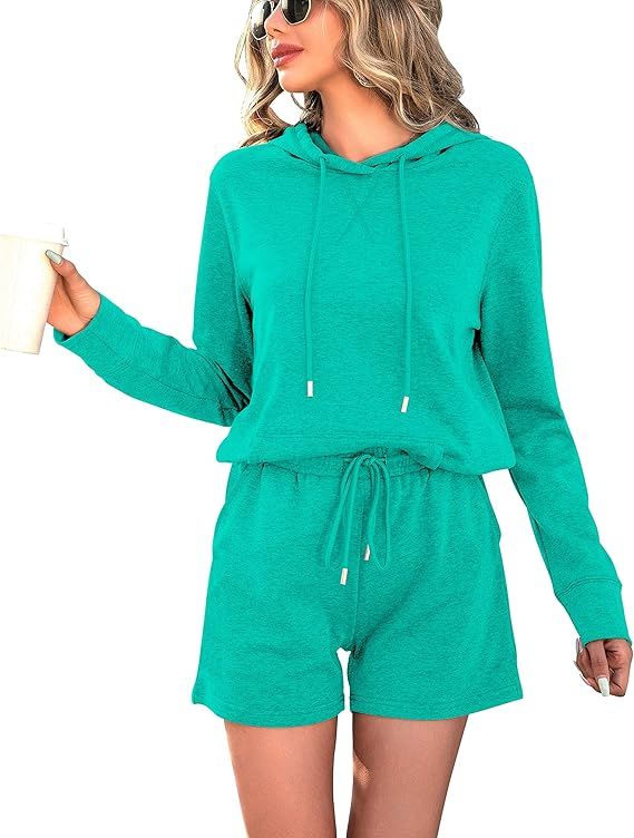 Corfrute Women Two Piece Outfits Casual Lounge Sets Pullover with Drawstring Workout Sets Athleti... | Amazon (US)