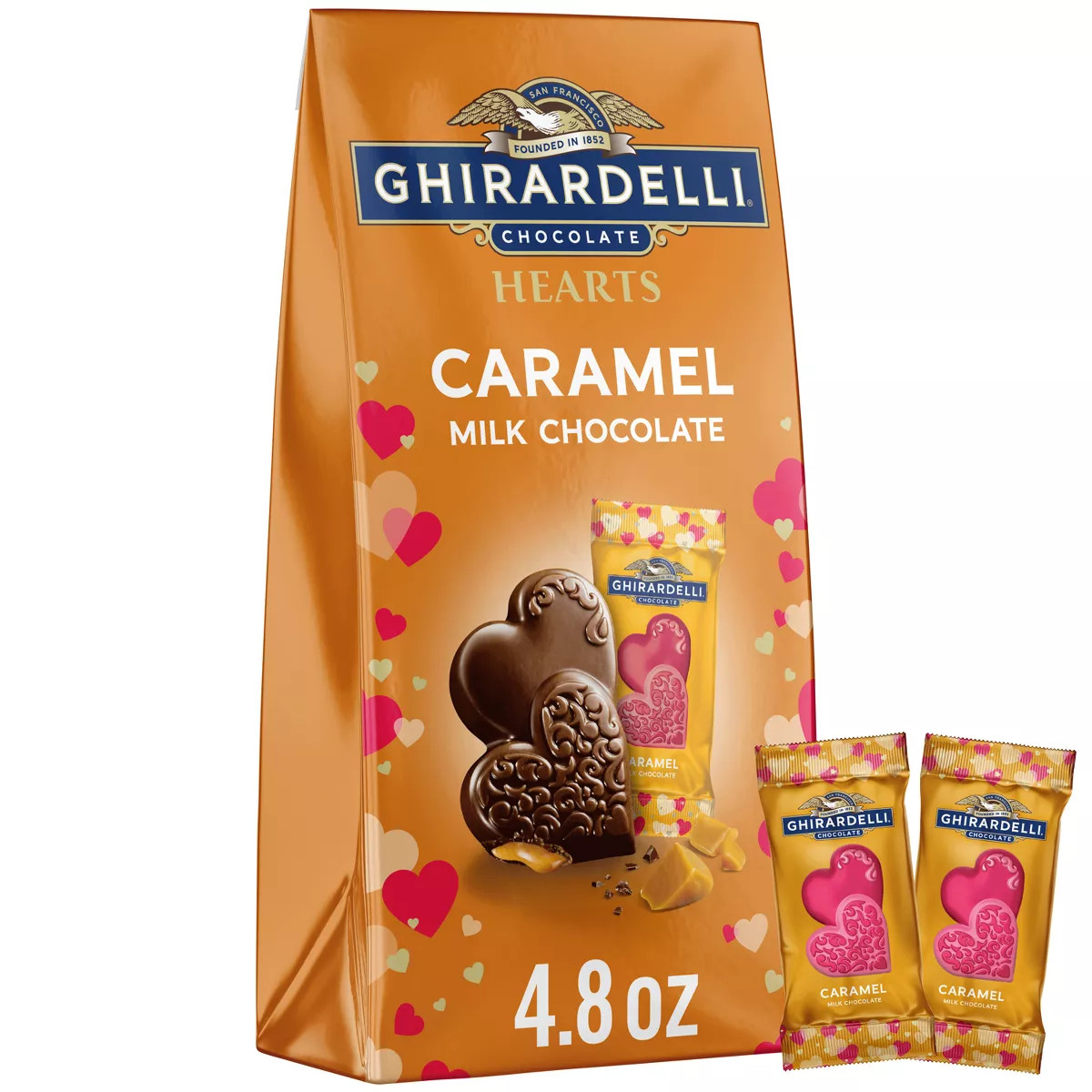 Ghirardelli Valentine's Caramel Milk Chocolate Hearts Bag - 4.8oz | Target