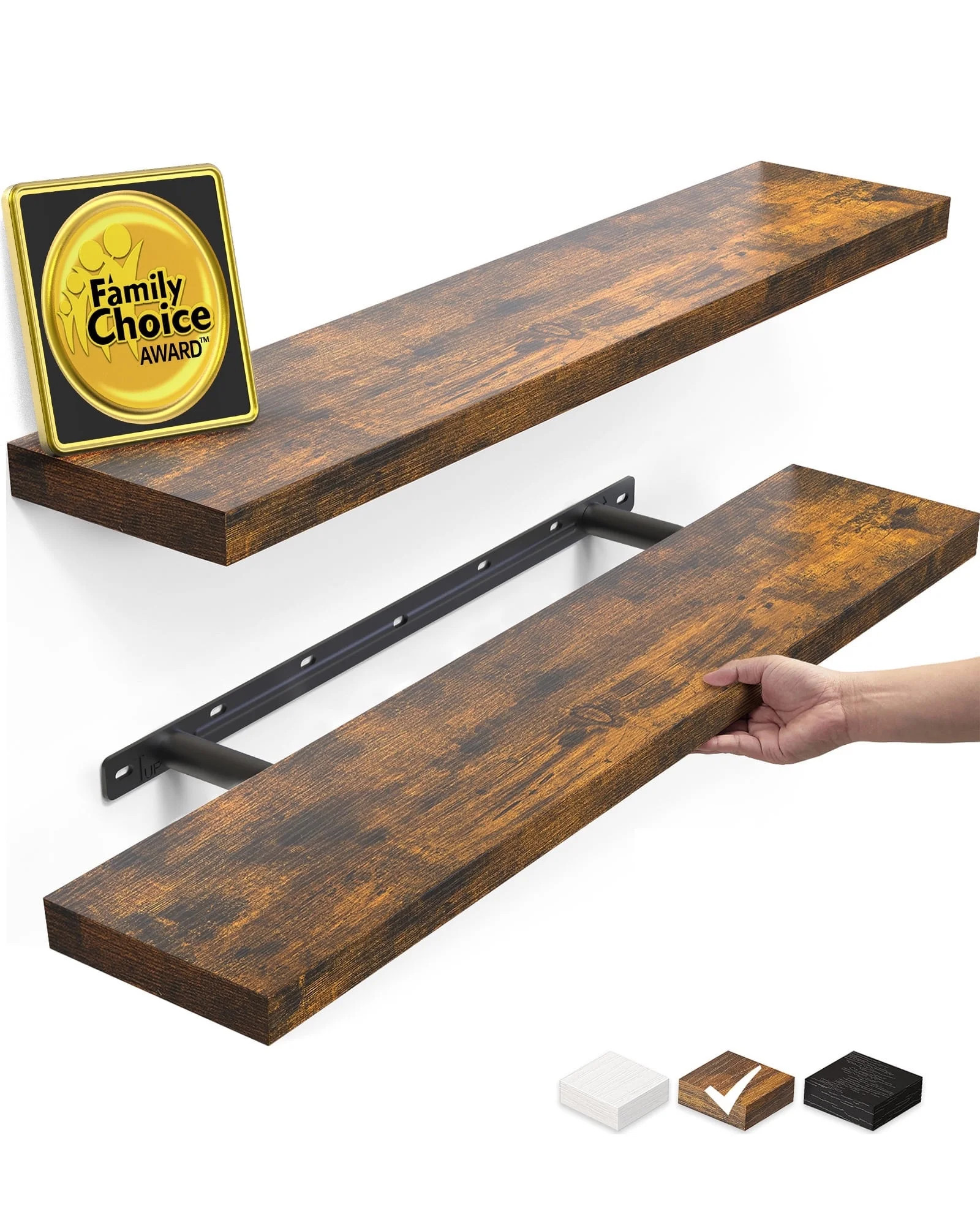 Ophanie 22.5 inch 2 Pack Wood Floating Shelves, Hanging Float Shelf for Wall Mounted Decorative S... | Walmart (US)