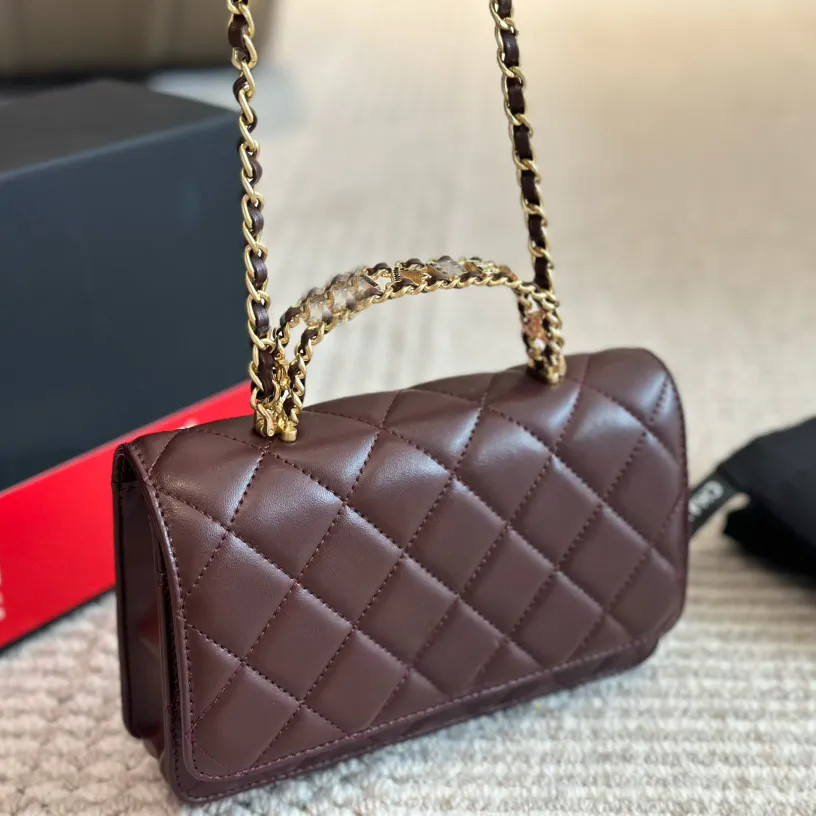 Woc Designer Women Shoulder Bag 20cm Leather Diamond-Patterned Gold Hardware Metallic Buckle Lett... | DHGate