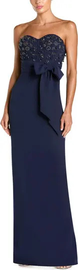 Strapless Embellished Bustier Gown with Bow | Nordstrom