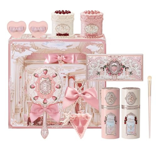 Flower Knows Strawberry Cupid 12-Piece Makeup Gift Box Set,Lip Cream×2+Liquid Blush×2+Makeup Palette×1+Hand Mirror×1+Solid Perfume×1+Hair Clip×1+Cushion Powder Puff×2+Eyeshadow Brush×1+Gift Box×1 | Amazon (US)