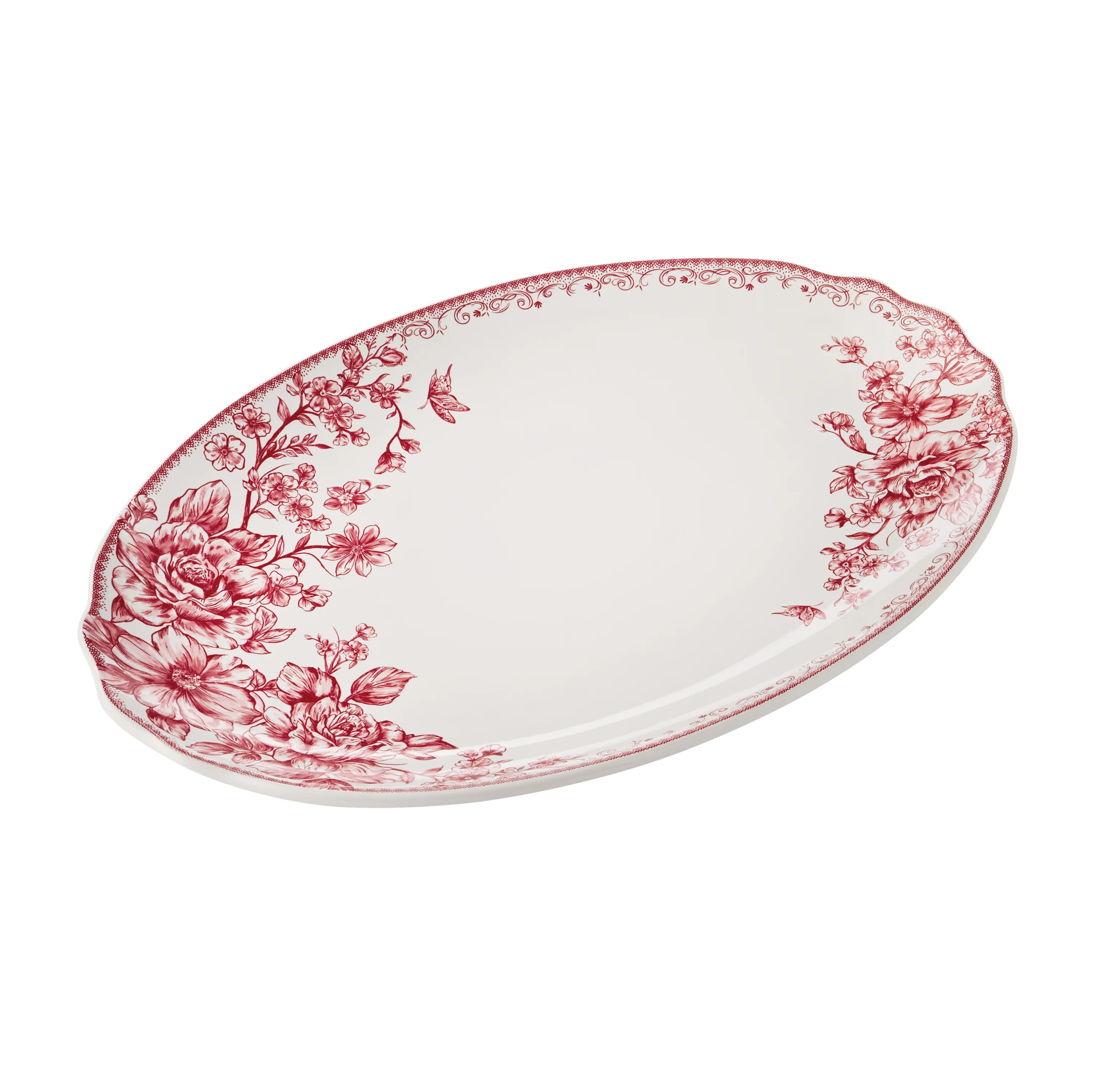 The Pioneer Woman Agatha Stoneware 16-inch Serving Platter, Red | Walmart (US)