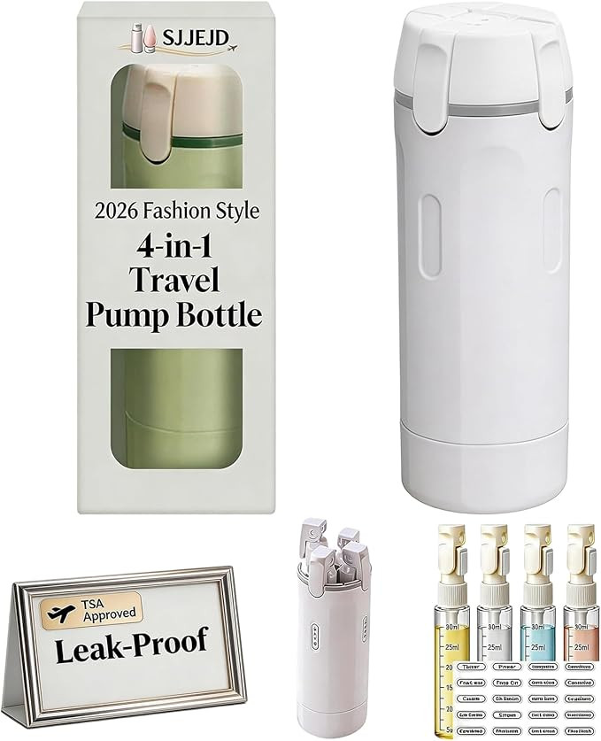 4 in 1 Travel Dispenser Bottle Set, Leakproof TSA Travel Size Containers for Toiletries, Portable... | Amazon (US)