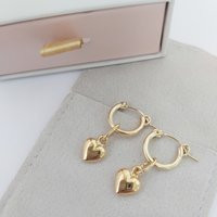 Gold Heart Hoop Earrings, Valentines Day Gift, Earring Dangle, Small Love Sterling Silver Hoops | Etsy (US)