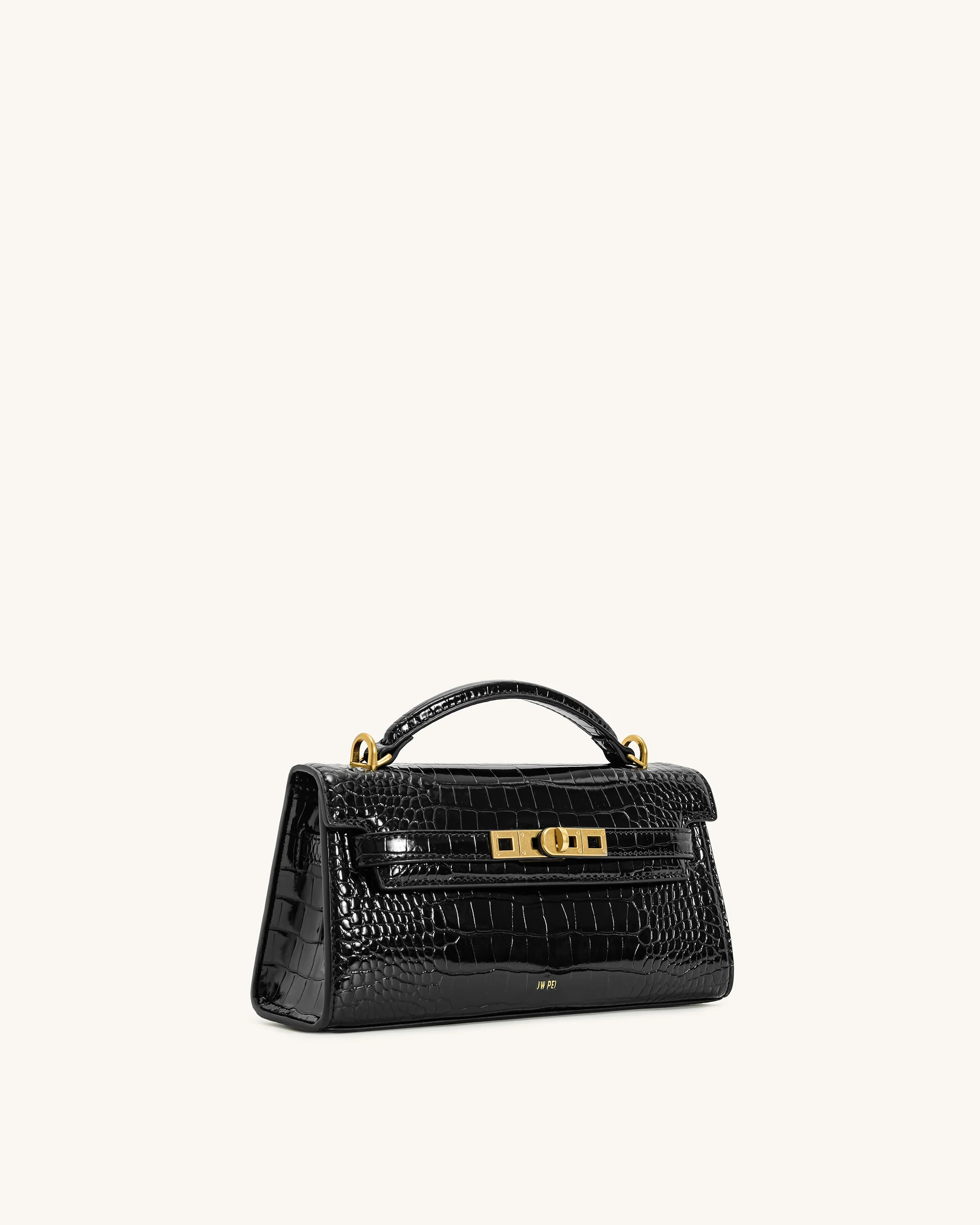 Noor Top Handle Bag - Black Croc | JW PEI US