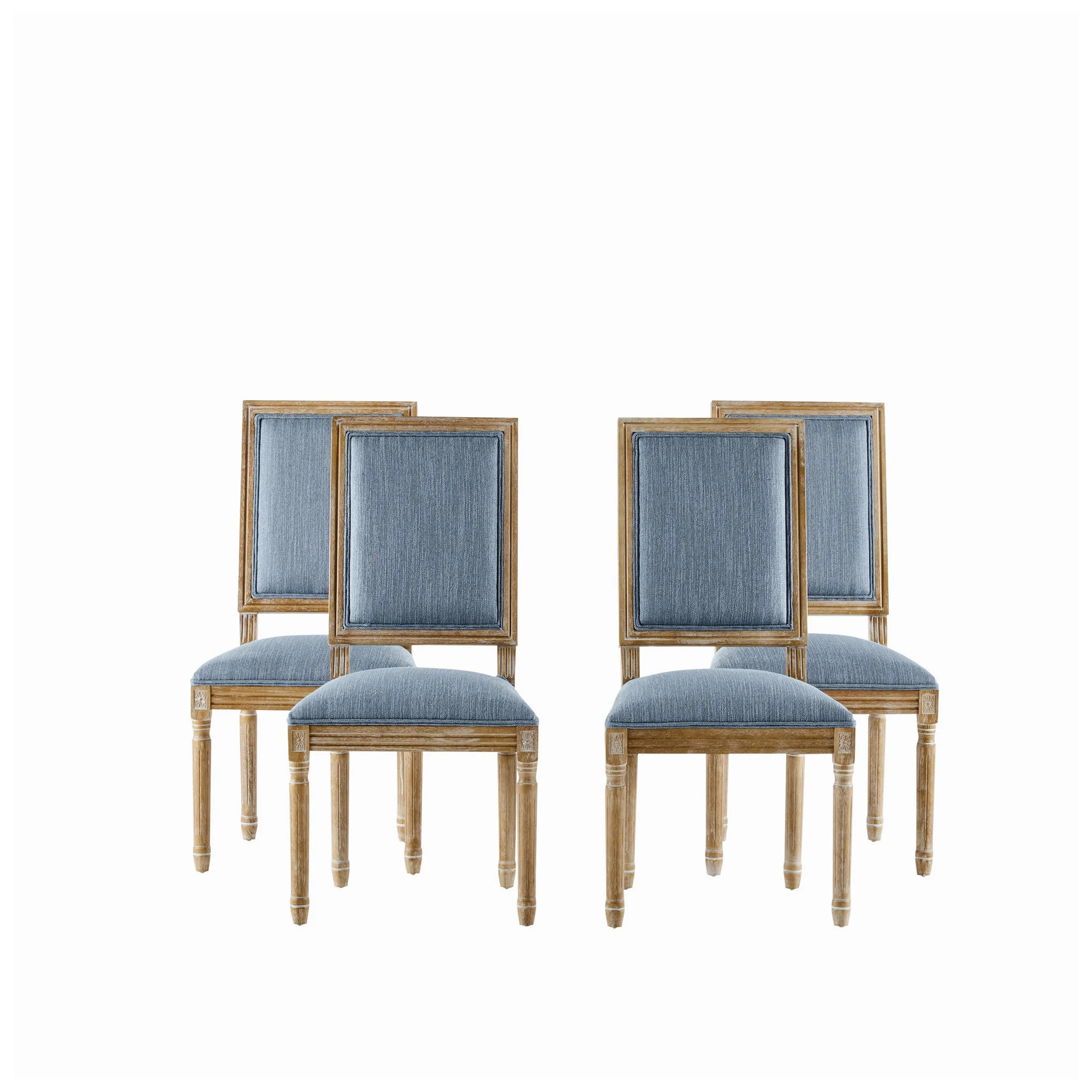 Christopher Knight Home® 20" W x 22.5" D x 39.5" H Solid Wood Slate Blue Upholstered Set of 4 Dining Chairs | Wayfair North America