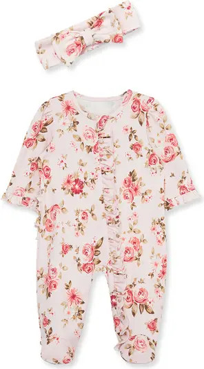 Tea Roses Cotton Footie & Headband | Nordstrom