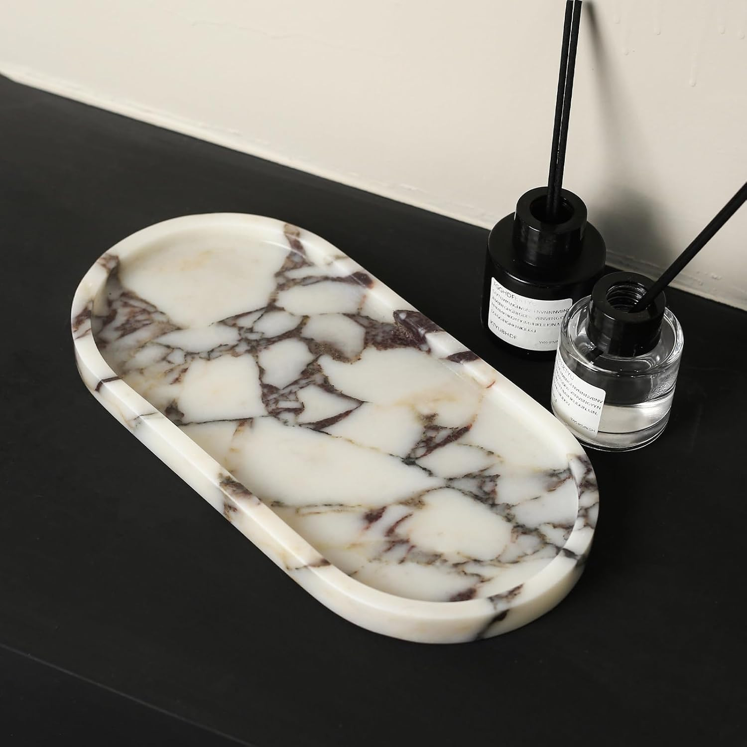 100% Natural Calaccata Viola Marble Tray, 10" x 5" Oval Tray | Amazon (US)