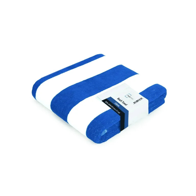 Mainstays Cabana Blue Stripe Beach Towel, 58" x 28", Blue - Walmart.com | Walmart (US)