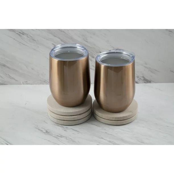 Better Homes & Gardens Champagne 11-Ounce Stemless Doublewall Wine Tumbler, Set of 2 - Walmart.co... | Walmart (US)