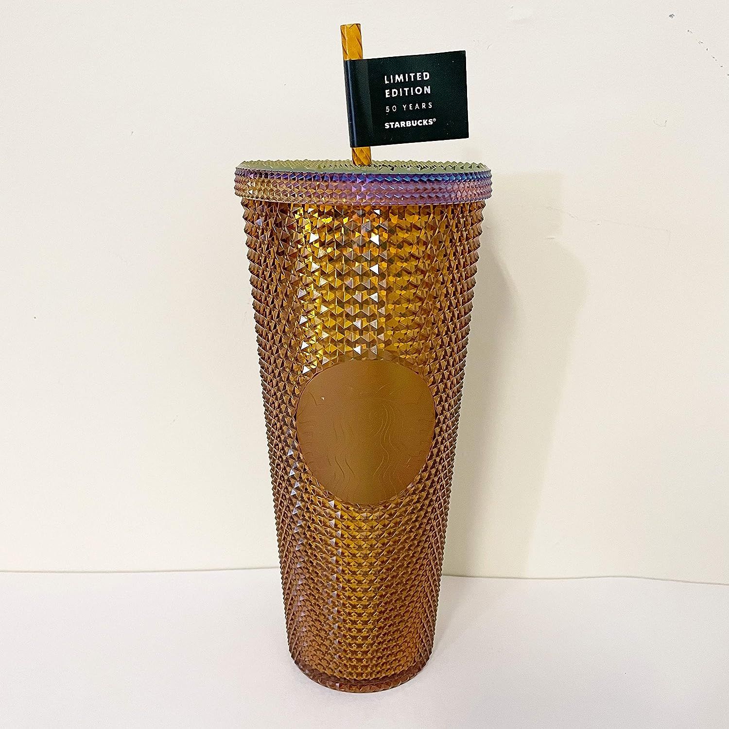 Starbucks Limited Edition 2021 50th Anniversary Honeycomb Gold Studded Cold Cup Tumbler 24oz | Amazon (US)