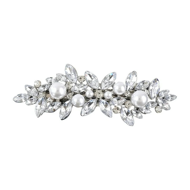 BKBP Crystal Pearl Hair Clip Rhinestone Hair Clip Sparkly Crystal Pearl Barrettes French Wedding ... | Walmart (US)